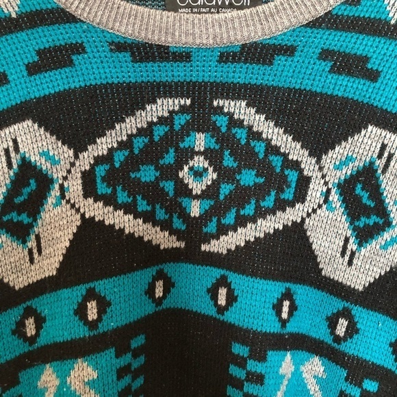 Vintage Wool Blend Southwestern Aztec Grandpa Crewneck Knit Sweater Medium - Picture 5 of 10